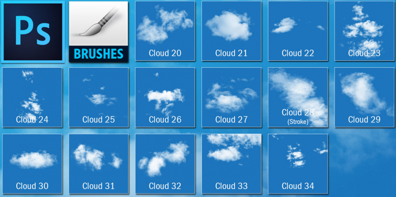 34 brushes photoshop mây trời miễn phí, brush vẽ trời mây cho …